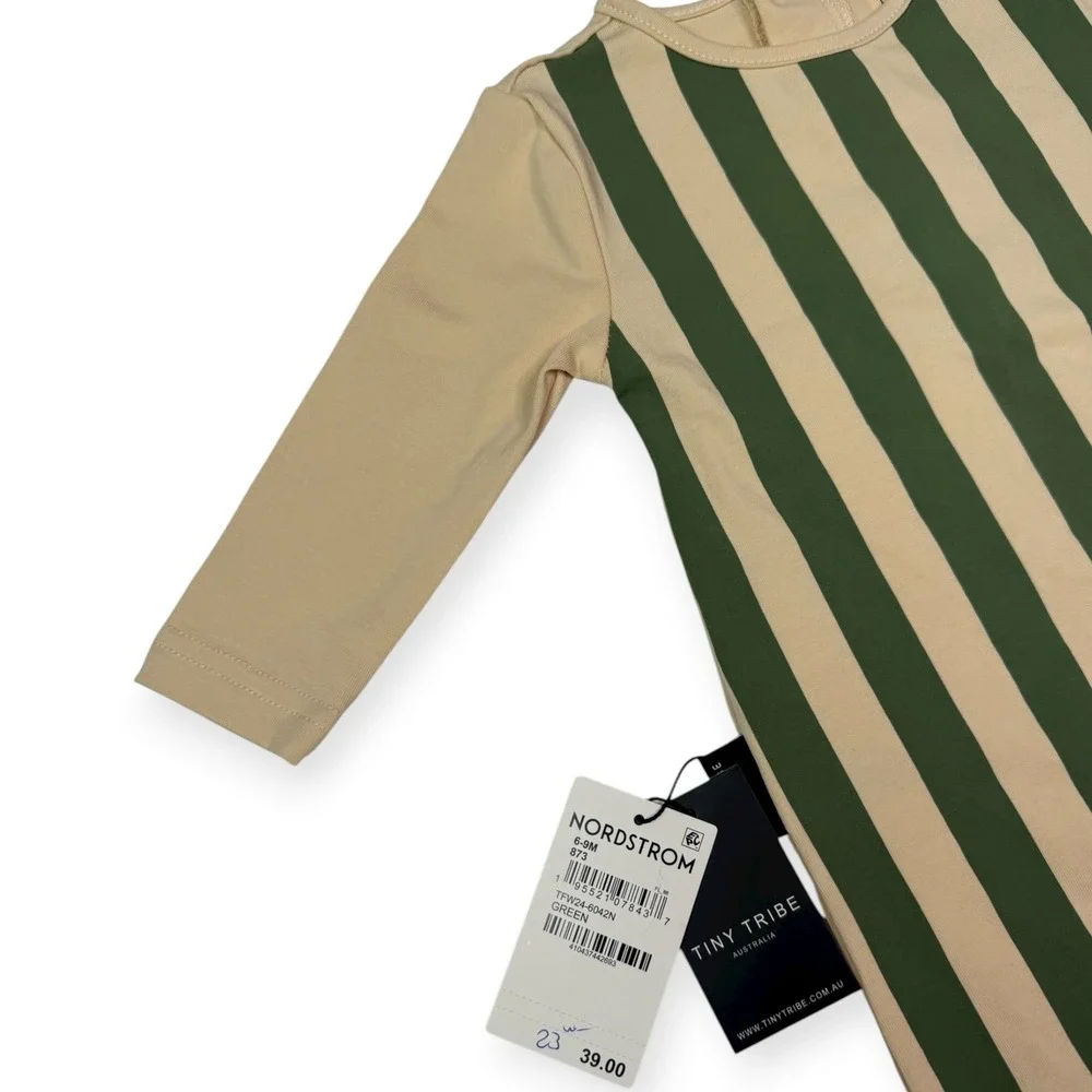 Tiny Tribe Baby Long Sleeve Romper Green‎ Stripe